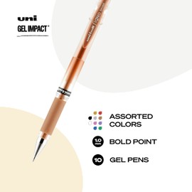Uniball Signo 207 Gel Impact Stick Pens - 10 Assorted 1.0mm Bold Point Gel Pens for Smooth Writing