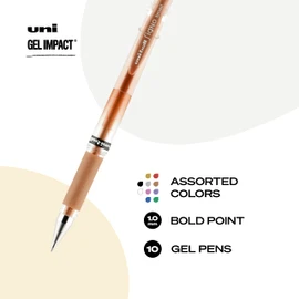 Uniball Signo 207 Gel Impact Stick Pens - 10 Assorted 1.0mm Bold Point Gel Pens for Smooth Writing