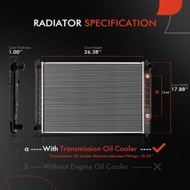 A-Premium Engine Coolant Radiator Assembly with Transmission Oil Cooler Compatible with Nissan Murano 2008-2014, Quest 2011-2017, Automatic Transmission, Replace# 214601AA0A, 214601AA5A