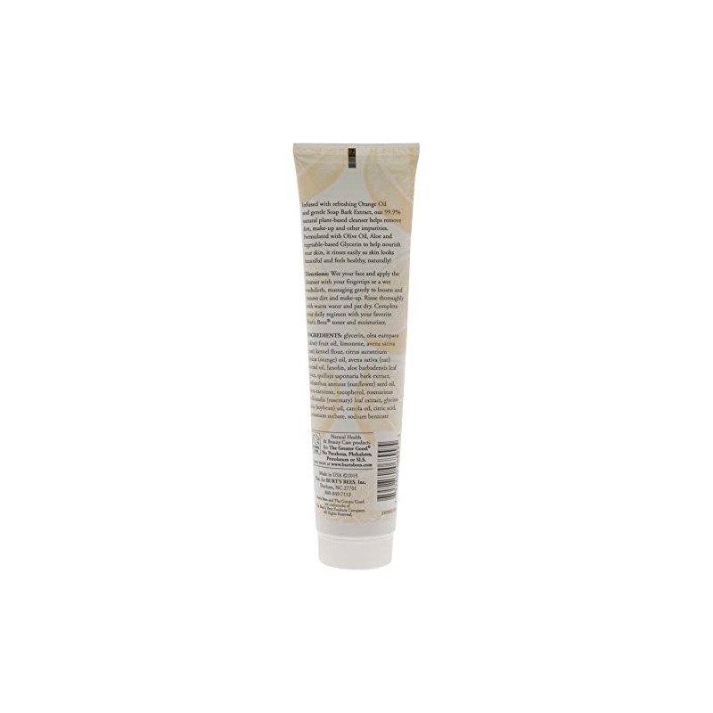 Burt's Bees Orange Essence Facial Cleanser, Sulfate-Free Face Wash, 4.3