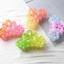 Prettyou 3.5 Inches Effortless Beauty Assorted Hollow flowers Hair patterns Hair Claws，4-count (colorful)