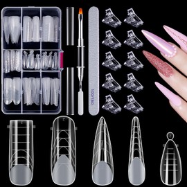 MELLIEX 120 Stücke Dual Nail Forms Set, 5 Formen Nagelverlängerung Verlängerung Nagel Gel Formen Nagelform Set mit Dual-Ended Nagel Pinsel, Nagelspitzen Clip und Nagelfeile für Polygel Nagel Werkzeug