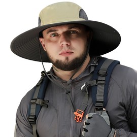 Oversized XL/XXL Sun Hat for Large Head, UV Protection Ventilated Summer Hats for Fishing Hiking Garden Beach Beige