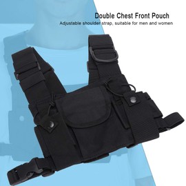 ASHATA Wireless Chest Harness, Chest Pocket, Walkie Talkie, Double Chest Harness, Front Pocket, Fire Brigade, Military, Production Workshop, Construction Site