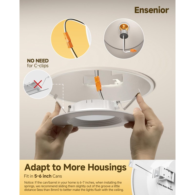 Ensenior 5/6 Inch 5CCT LED Can Lights with Night Light
