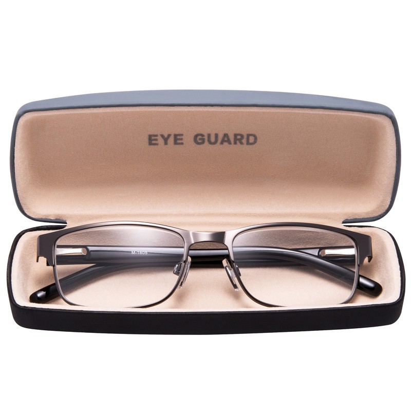 EYEGUARD Readers Metal Deluxe Rectangular Reading Glasses for Men 4.00