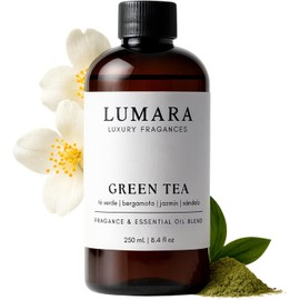 LUMARA Aceite Aromático para Difusor Inspirado en hotel Vdara Las Vegas Aroma Verde y Relajante con Té Verde, Jazmín, Bergamota, Higo, Pera Asiática, Sándalo y Pino Blanco Para Microdifusión en Seco, Humidificador y Ultrasónico 250 ml