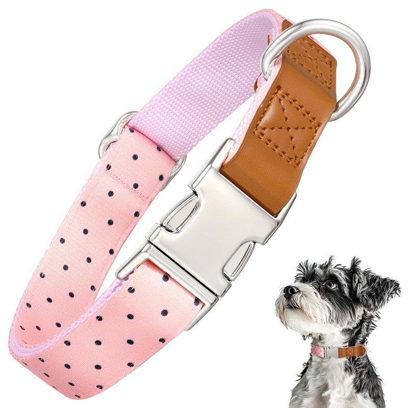 WHIPPY Floral Dog Collar with Quickly Release Metal Buckle Adjustable