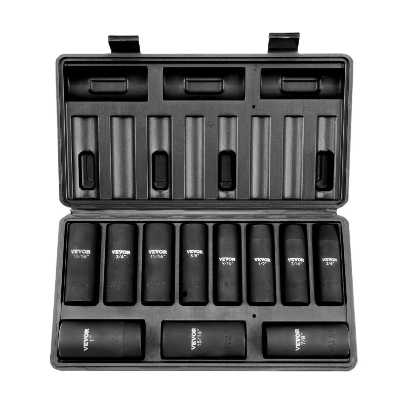 VEVOR Strong 1/2" Drive Impact Socket Set, 11 Piece Deep