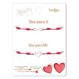 Cotigo Red 7 Knot Bracelet for Couples - Bracelets for Couples Perfect Valentine's Day Gifts - Red Thread Bracelet, Lucky Charm and Protection (Infinity Heart - Silver), Stainless Steel