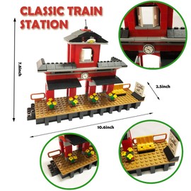 JIMUJIA Building Blocks Toys 583 Pieces Classic Train Set with Station Construction Brick Education Learning Toys for Kids 6+ Birthday for Boys and Girls Train Combination