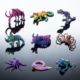 LEERFEI 9 PCS 3D Printed Articulated Animals Fidget Toys Set