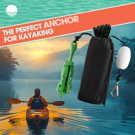 RAD Sportz Kayak Anchor - 3.5 Pound Folding Anchor for Paddle Board, SUP, Canoe, PWC, or Fishing - Jet Ski Anchor Kit with 40 ft Marine Grade Rope - Jetski and Kayak Accessories (Green)