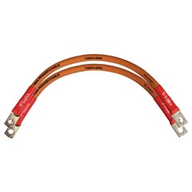 Qty 2: 4-AWG 12" 4 Gauge Battery Interconnect Link Cable comp w/Solar, Golf Cart, Marine, and Other uses. 100% Copper with 5/16" Hole Ring Terminal Ends and Heat-Shrink. Made in USA