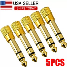 Unbranded 5x TRS Stereo Audio Headphone Adapter 6.35mm 1/4" Male to 3.5mm 1/8" Female Jack