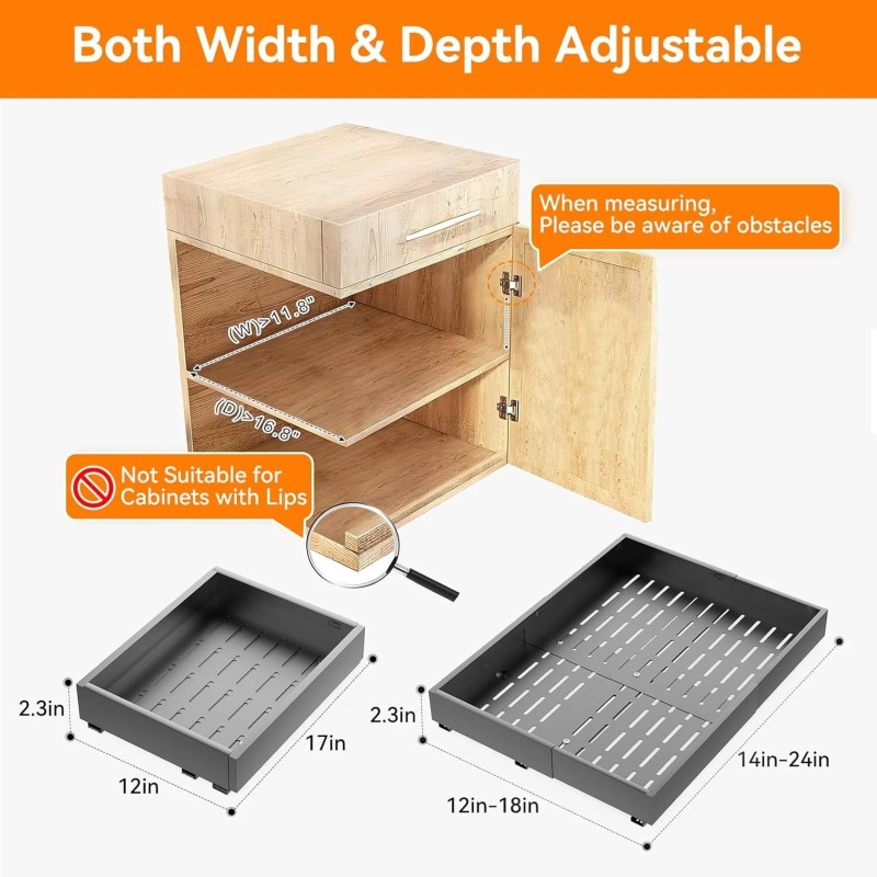 DS-4 2 Pack Pull Out Cabinet Organizer Expandable Width(12"-18") and