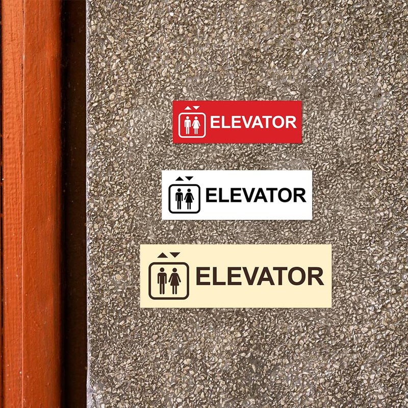 Basic Elevator Sign (Brushed Silver) - Large - (5 Pack)
