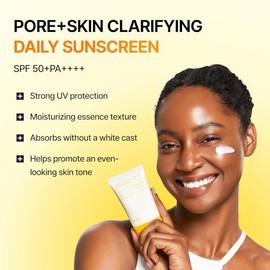 celimax Pore+Skin Clarifying Daily Sunscreen | SPF 50 de amplio espectro, protector solar con TXA y niacinamida, antiadherente, sin yeso blanco, para 