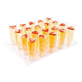 Restaurantware-14.5 Inch Plastic Serving Platters, 5 For 5 0Z Round Tall Cocktail Glasses Plastic Serving Trays - Cocktail Glasses Sold Separately, Clear Plastic Plastic Platters, Crack-Resistant