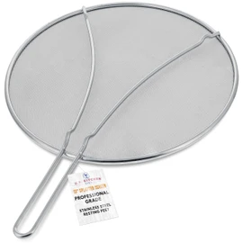 U.S. Kitchen Supply Stainless Steel Splatter Guard 13" Fine Mesh Cover, Grease & Oil, Splatter Screen for Frying Pan, Cooking Pots, with Resting Feet