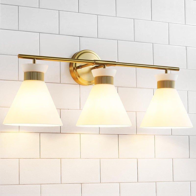 WOSHITU Bathroom Vanity Light Fixtures: 3-Lights Mid Century Modern Vanity