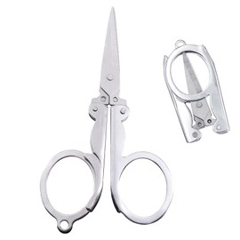 Stainless Steel Folding Scissors, Portable Foldable Travel Metal Scissors, 11.7 cm / 4.61 inch Small Mini Pocket Cutter for Paper Crafting, Camping, Emergency, Sewing