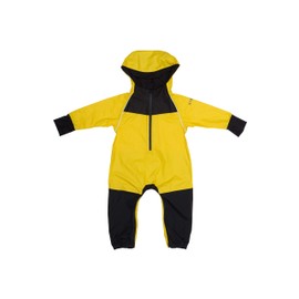 Stonz Kids Rain Suit - Toddler & Kids One Piece Outdoor Coverall with Hood - Waterproof Kids Clothes with Reflective Seams (12-18 Months - Yellow)