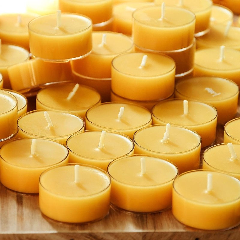 Natural Yellow Beeswax Tealight Candles - 12pcs - Organic Candle