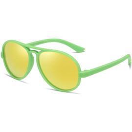 LEICO FASHION Toddler Baby Infant Polarized Aviator Sunglasses for Boys Girls Kids Age 0-4 - Shatterproof Rubberized Frame