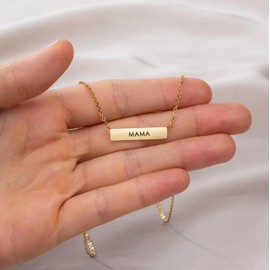 Suavell Mama Necklace - Gold Dipped for Women - New Mom Gift - Mom Jewelry - Mommy Present - 18K Plated (Bar Gold)