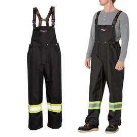 Viking Professional Journeyman 300D Trilobal Rip-Stop Fire Resistant Bib Overalls - FR Pants for Men and Women, Class 1, Black - 3X-Large