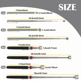 Telescoping Magnetic Pick up Tool 4 Pack(1.5LB, 3LB, 10LB, 15LB) Non-Slip Magnet Stick for Hard-to-Reach Extendable up to 25-30in,Sink Drains Mechanic Automotive Gifts for Men Women Husband Birthday