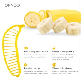 Plastic Banana Slicer 3 Pcs - Easy Bananas Cutter 9.84" - Banana Cut Gadget for Kitchen - Banana Chopper Slicer