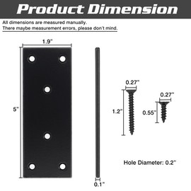 EVCUHASL 2 Pack Stainless Steel Flat Straight Brace Brackets, Double-Wide Metal Plate, Durable & Anti-Rust for Furniture Fastening & Fixing, Great for DIY Woodworking(48*128)