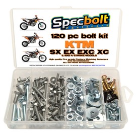 120pc Specbolt Bolt Kit fits: KTM SX EX EXC MX Dirtbike OEM Spec Fastener. This Includes 2 Strokes: 50 60 65 85 105 125 250 300 360 380 550 4 Strokes: 250 350 400 450 500 520 525 530 620 640