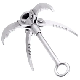 TRIWONDER Grappling Hook Gravity Rock Climbing Hooks Folding Claws Stainless Steel Anchor for Climbing, Hiking, Tree Limb Removal (Silver - 4 Claws)