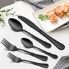 LIANYU 66-Piece Black Silverware Set with Serving Utensils, Stainless Steel