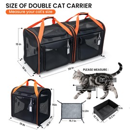 AceRide Large Cat Carrier 2-in-1 with Litter Box & Bowl, Portable Cat Carrier Hard for 2 Cats, Double Cat Travel Carrier with Safety Locking Zippers, Ideal for Long Distance Trips, Outdoor Adventures