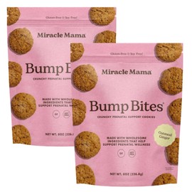 Miracle Mama Bump Bites- Oatmeal Ginger Prenatal Cookies– Eases Nausea & Morning Sickness – Oats, Chia Seeds, and Sunflower Seeds – Wholesome, Delicious, Snack for Mamas-to-Be Pack of 2, 8 oz Bags