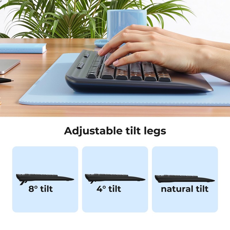 KOPJIPPOM Silent Wireless Keyboard and Mouse Combo - Keyboard with