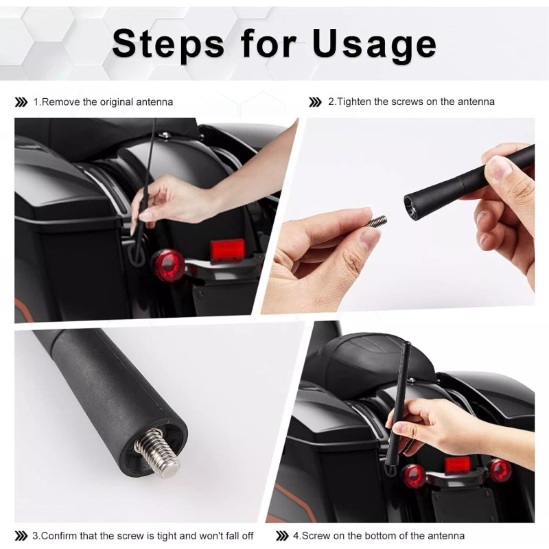 JDMON 2Pack 7" Motorcycle Short Antenna For Harley Davidson 1989-2022