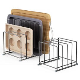 PLUVON Cutting Board Organizer-1.6in Wide Kitchen Cutting Board Holder Stand for Pan,Baking Sheets,Cookie Sheets with 4 Slots,Baking Sheet Oragnizer(2PC-Large)