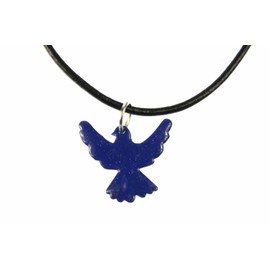 Miniblings Enamel Peace Dove Swallow Necklace Bird Leather 45Cm Blue