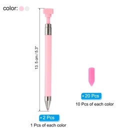 PATIKIL Diamond Art Pen with Wax, 2 Pcs Fine Point Diamond Art Accessories Refillable Wax Pen with 20 Pcs Wax for Diamond Art Nail DIY Craft, Pink and White