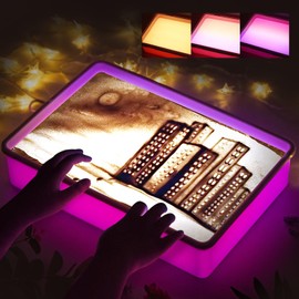 Odoorgames Sand Painting Light Box, Sensory Light Table for Kids - 3 Color Temperature & 10 Levels Adjustable Brightness, 16" (Purple)