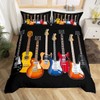 Loussiesd Guitar Printed Bedding Set Teens Rock Music Theme Duvet
