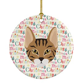 Caroline's Treasures Savannah Cat Christmas Ceramic Ornament Christmas Tree Hanging Decorations for Home Christmas Holiday, Party, Gift, 3 in, Multicolor