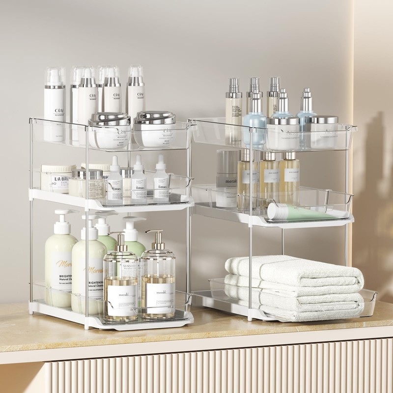 Delamu 2 Sets of 3-Tier Bathroom Under Sink Organizers and