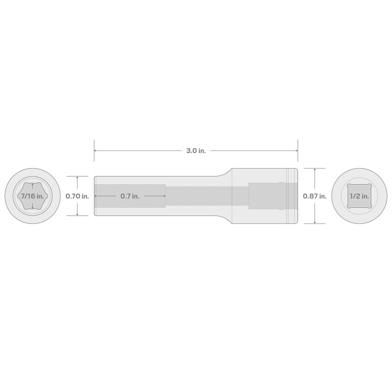 TEKTON 1/2 Inch Drive x 7/16 Inch Deep 6-Point Socket