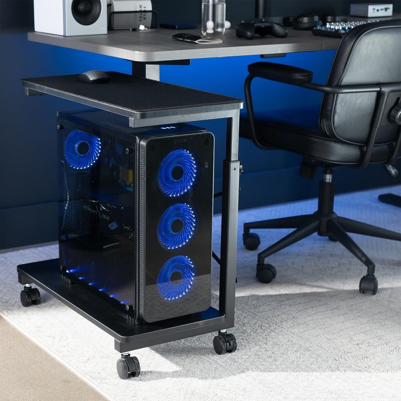 VIVO Large Mobile Adjustable PC Cart, Premium CPU Computer Tower